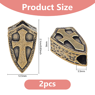 2Pcs Brass European Beads KK-DC0004-80C-1