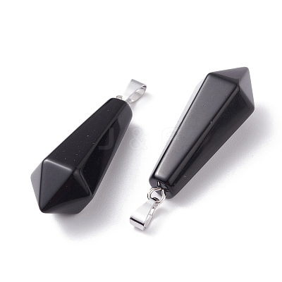 Natural Black Obsidian Pointed Pendants G-I314-02P-06-1