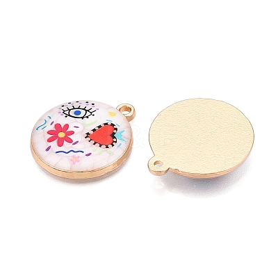 Printed Rack Plating Alloy Enamel Pendants ENAM-T020-02D-1