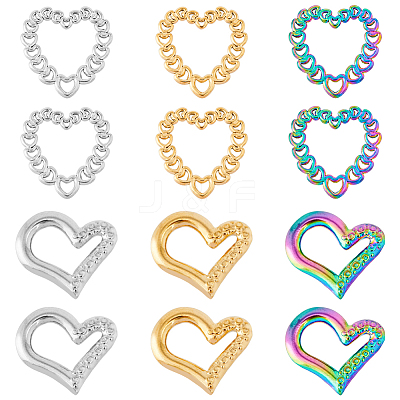 12Pcs 6 Style 304 Stainless Steel Linking Rings STAS-DC0011-03-1