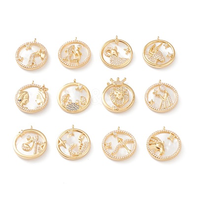 Real 18K Gold Plated Brass Micro Pave Clear Cubic Zirconia Pendants ZIRC-Z007-22-1