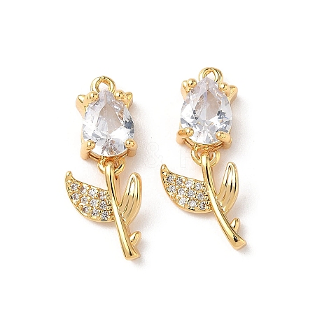 Brass Micro Pave Cubic Zirconia Pendants KK-D504-09B-G-1
