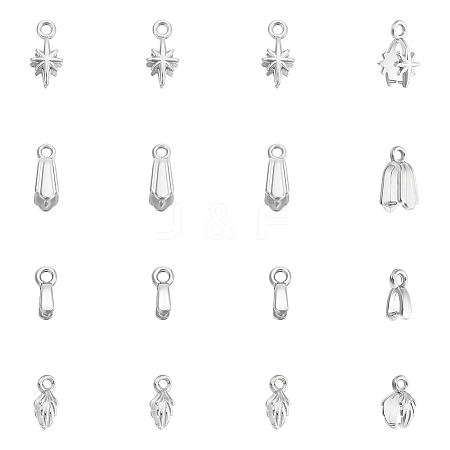 16Pcs 4 Styles 304 Stainless Steel SIce Pick Pinch Bails STAS-UN0059-73P-1