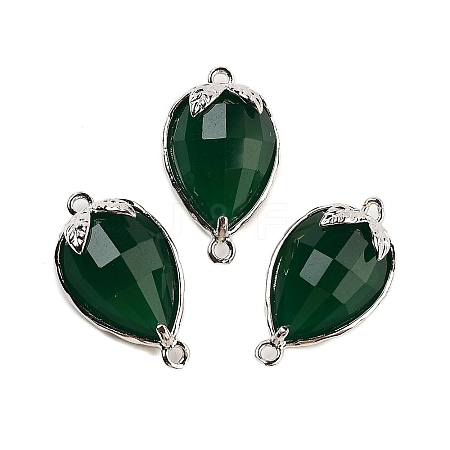 Cat Eye Faceted Teardrop Connector Charms G-B081-02P-06-1