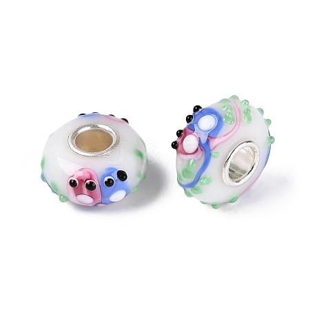 3D Lampwork & Brass Core European Beads LAMP-Q042-01E-1