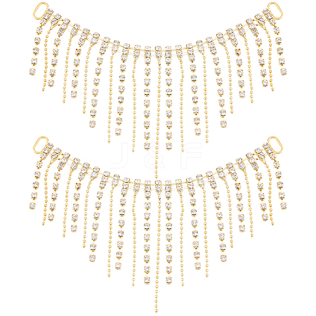 2Pcs Alloy & Glass Rhinestones Tassel Shoe Decoration Chain FIND-GF0005-26-1