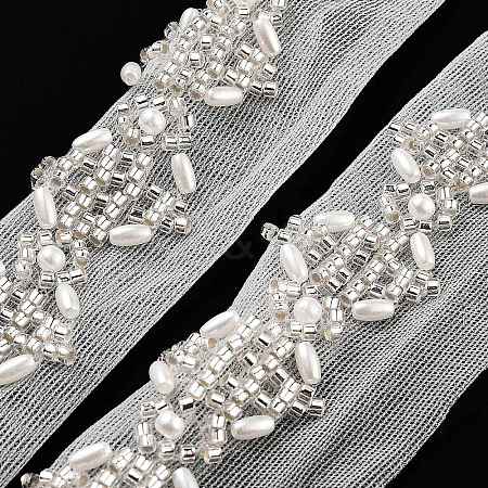 Polyester Flower Lace Trims OCOR-A007-08-1