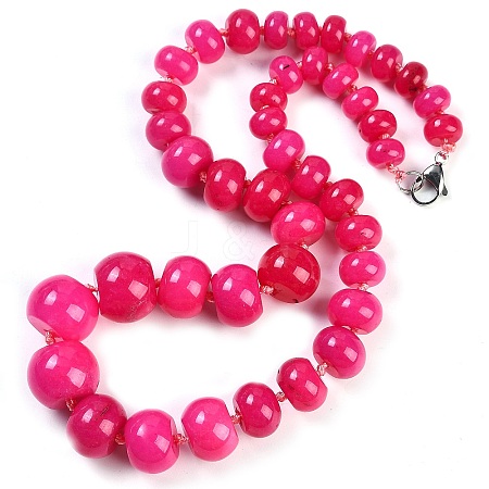 Dyed Natural Rhodonite Rondelle Graduated Beaded Necklaces for Women Men NJEW-K388-02B-1