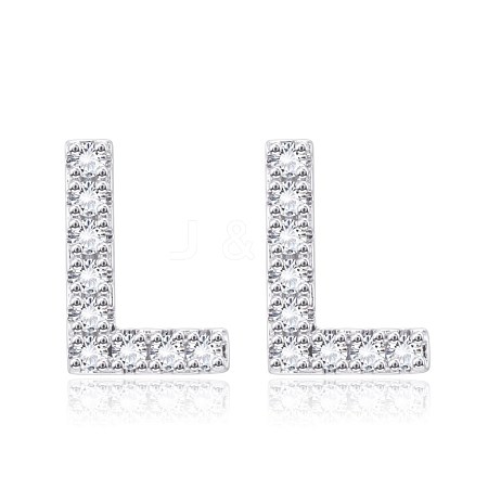 Brass Cubic Zirconia Stud Earrings EJEW-BB35118-L-1