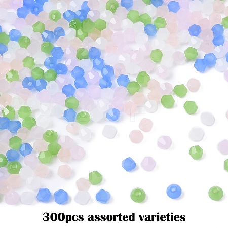 300Pcs 5 Colors Imitation Jade Glass Beads EGLA-YW0001-80A-1