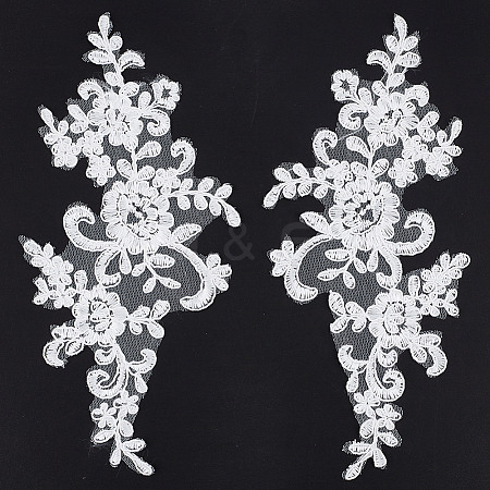 Flower Polyester Embroidery Appliques PATC-WH0008-16B-1