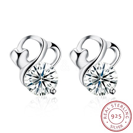 Exquisite 925 Sterling Silver Cubic Zirconia Stud Earrings EJEW-BB20091-1