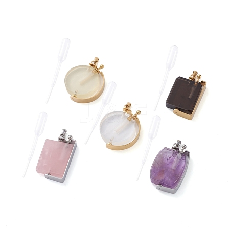Rotatable Natural Quartz Perfume Bottle Pendants G-M362-04-1