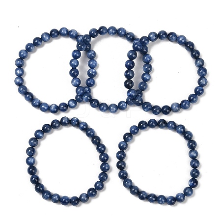 Natural Kyanite Beads Stretch Bracelets for Men Women BJEW-R023-01-1