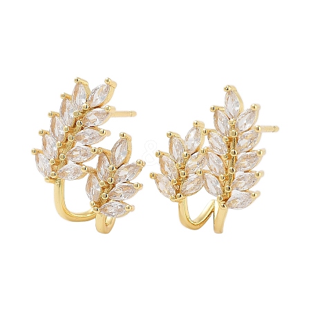 Rack Plating Leaf Brass Stud Earrings EJEW-N055-30G-RS-1