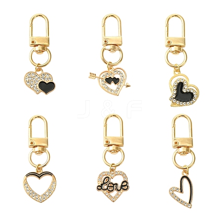 6Pcs Alloy Enamel & Rhinestone Pendant Decoration HJEW-YW00082-1