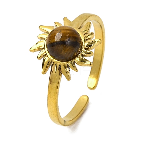 Natural Tiger Eye Finger Rings RJEW-Q822-52G-02-1