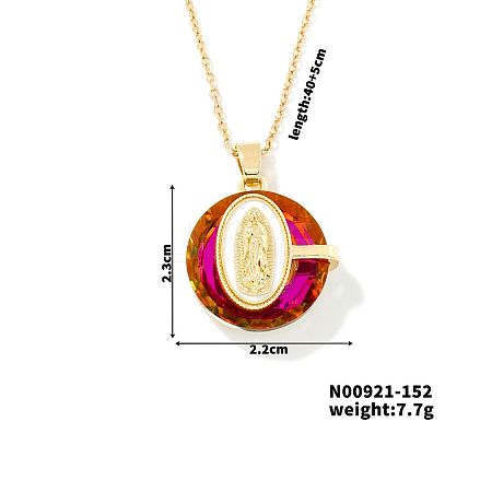 Luxury Fashionable American and European Style Brass Glass Virgin Mary Pendant Necklaces for Women DB7560-7-1