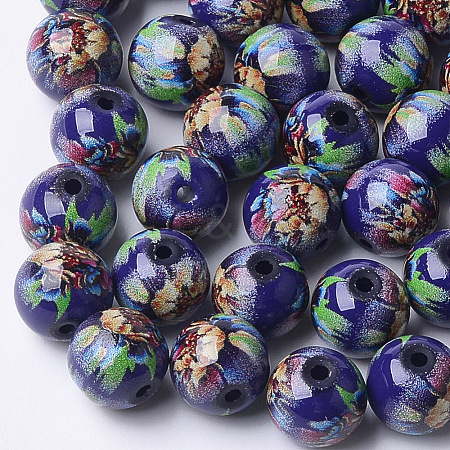 Printed & Spray Painted Glass Beads GLAA-S047-03B-02-1