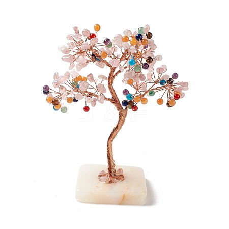 Natural Gemstone Tree Display Decoration DJEW-G027-06RG-02-1