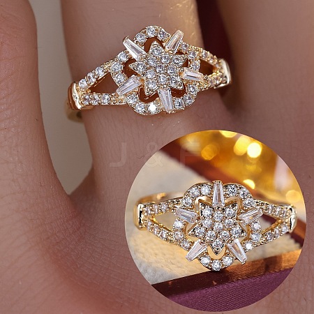 Brass Micro Pave Clear Cubic Zirconia Finger Rings WG33AB7-01-1