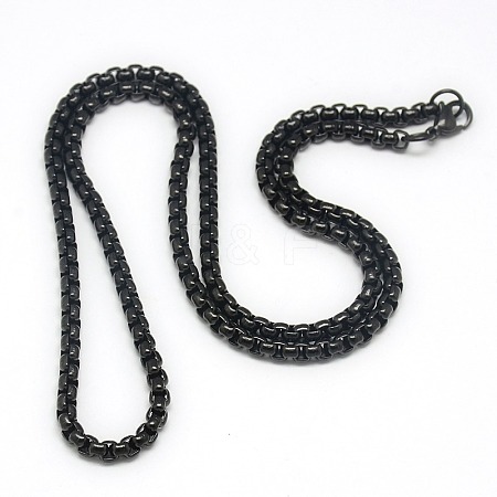 Trendy Men's 201 Stainless Steel Box Chain Necklaces X-NJEW-L043B-46B-1