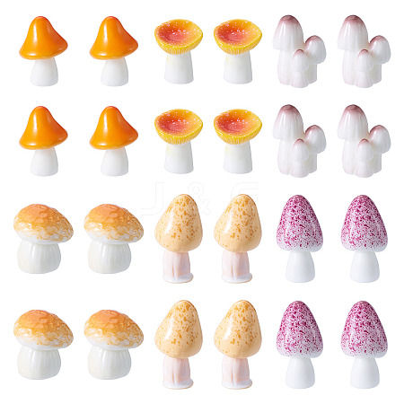 30Pcs 6 Styles Mushroom Series Resin Display Decorations DJEW-TA0001-21-1