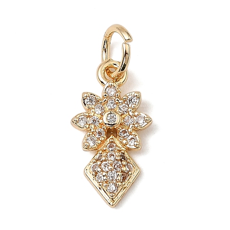 Brass Micro Pave Cubic Zirconia Charms KK-C133-03E-G-1