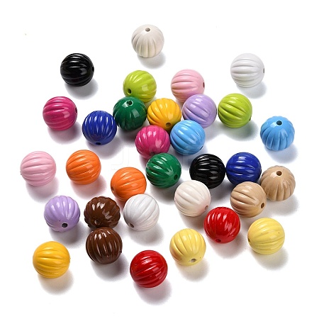 Spray Painted Opaque Acrylic Beads OACR-P030-08A-M-1
