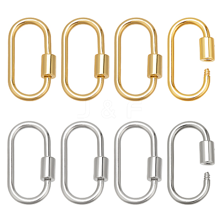  8Pcs 2 Colors Brass Screw Carabiner Lock Charms KK-NB0003-52-1