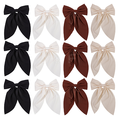 12Pcs 4 Colors Polyester & Iron Alligator Hair Clips PHAR-ME0001-01-1