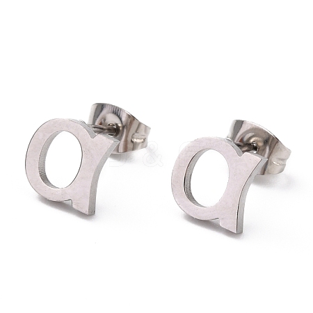 304 Stainless Steel Greek Alphabet Stud Earrings STAS-D007-07P-07-1
