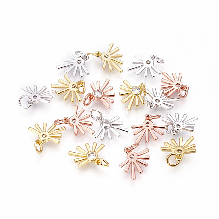 Brass Micro Pave Cubic Zirconia Charms ZIRC-F095-02-1
