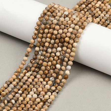 Natural Picture Jasper Beads Strands G-P572-B03-4mm-1