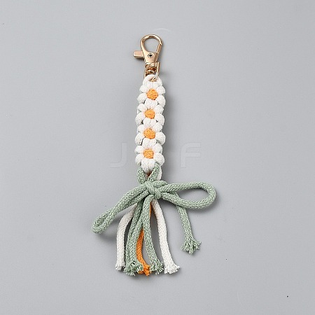 Macrame Daisy Handmade Woven Cotton Pendant Decorations DIY-WH0888-459-1