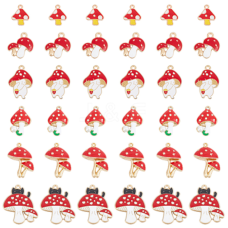 HOBBIESAY 36Pcs 6 Styles Autumn Theme Alloy Enamel Pendants ENAM-HY0003-07-1