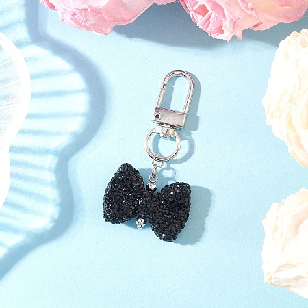 Bowknot Polymer Clay Rhinestone Pendants Decorations HJEW-JM04197-04-1