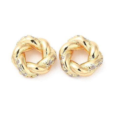 Brass Micro Pave Cubic Zirconia Spacer Beads KK-F855-05G-1