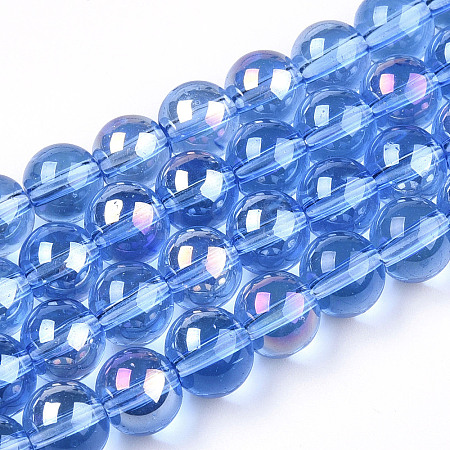 Electroplate Transparent Glass Beads Strands GLAA-T032-T8mm-AB04-1