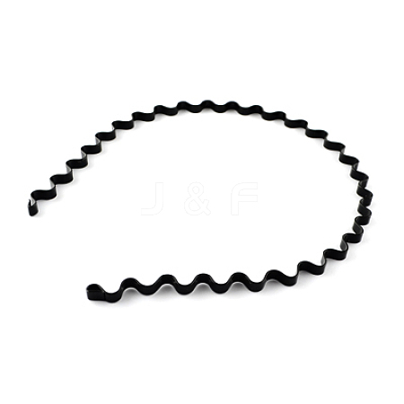 Korean Style 5mm Width Plain Black Wave Shape Iron Hair Bands X-OHAR-R072-01-1