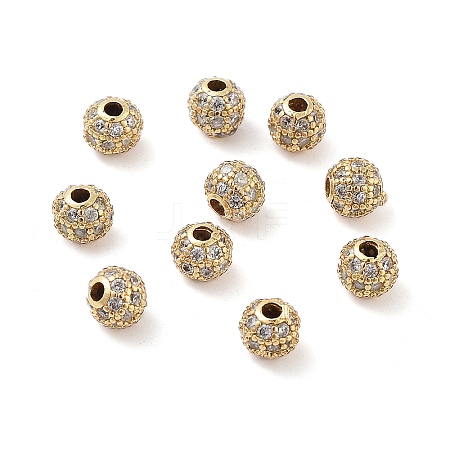 Round Brass Micro Pave Cubic Zirconia Beads ZIRC-N016-01G-4MM-1