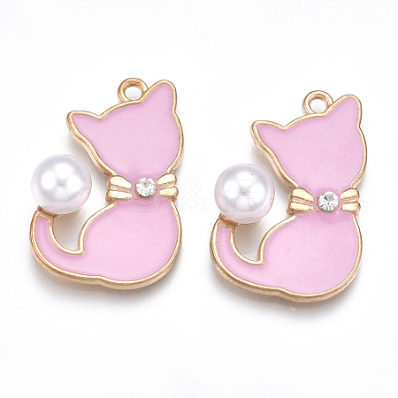 Alloy Enamel Kitten Pendants X-ENAM-S115-045B-1