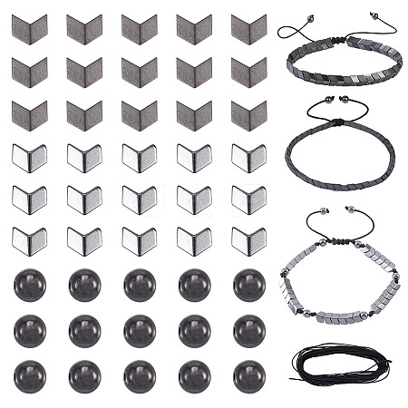 Kissitty Synthetic Hematite Beads Energy Bracelet DIY Making Kit DIY-KS0001-18-1