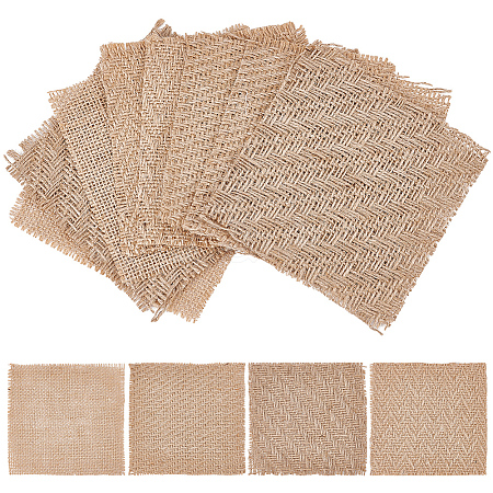 DELORIGIN 12Pcs 4 Style Square Jute Braided Mats AJEW-DR0001-12-1