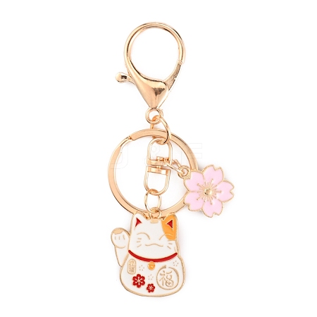 Chinese Style Alloy Enamel Keychains KEYC-WH0027-44B-1