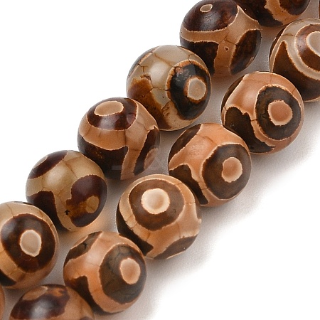 Natural Tibetan 3-Eye dZi Agate Beads Strands G-A240-A03-02-1