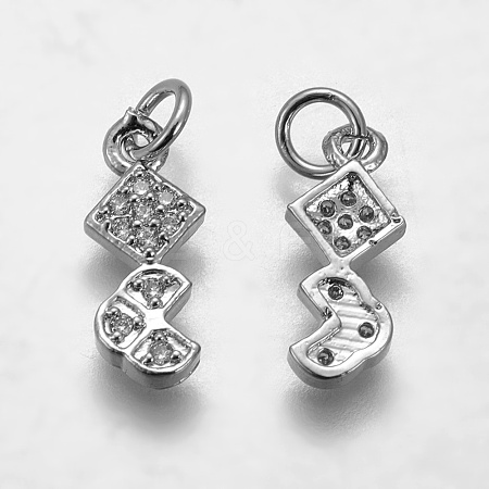 Brass Micro Pave Cubic Zirconia Pendants KK-E772-16P-1