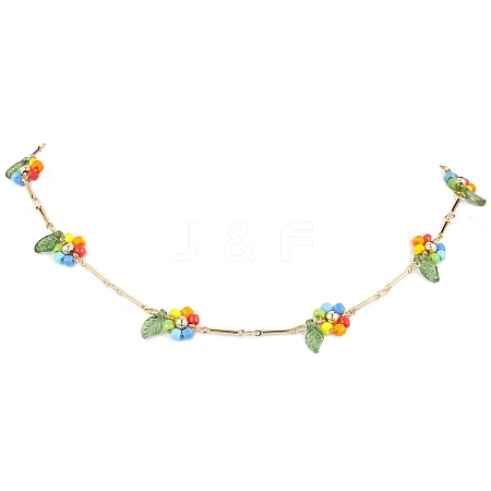 Glass Beaded Necklaces NJEW-TA00173-02-1