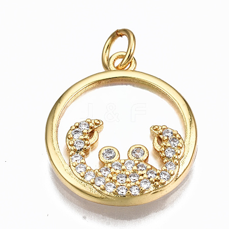 Brass Micro Pave Clear Cubic Zirconia Pendants ZIRC-S067-035G-NR-1