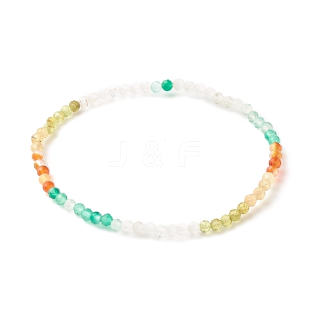 3MM Natural Mixed Gemstone Round Beads Stretch Bracelet for Women BJEW-JB07419-1